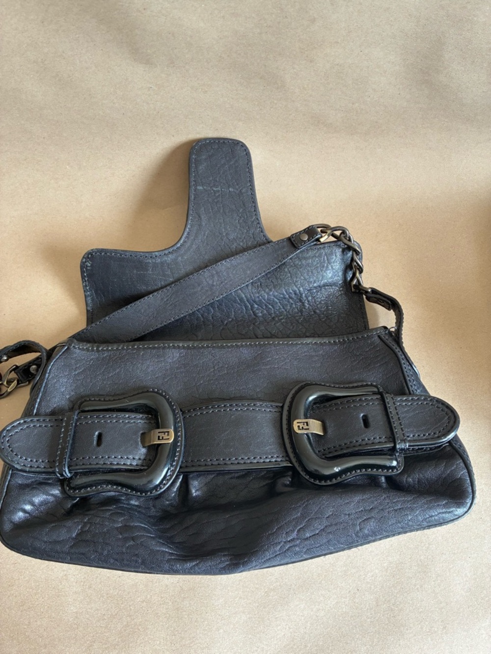 Fendi Pebbled and Patent Small Leather Bag - Picture 12 of 13